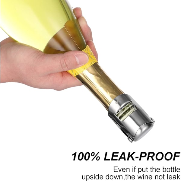 2 stk. Champagne Stopper, Rustfritt Stål Flaskeplugg Forseglingsmiddel for Sp