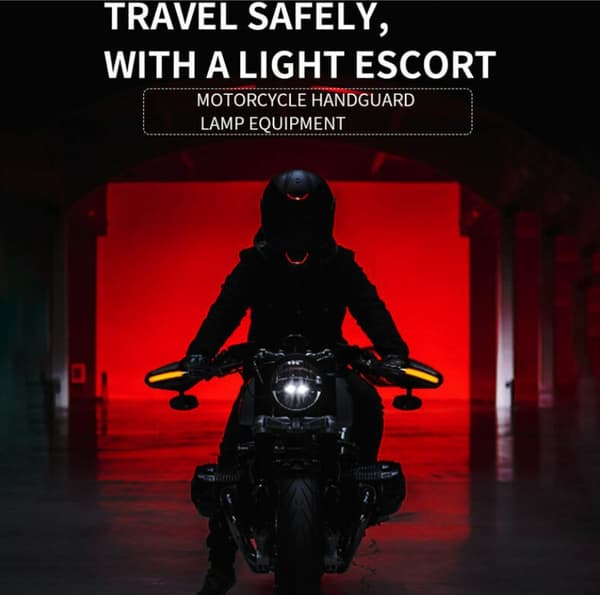 Blå 2 st Universal Motorcykel Handskydd med LED-ljus Motorb