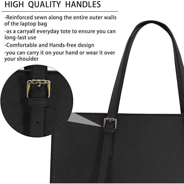 Tote Bag Dam Handväska PU Läder Stor Kapacitet Laptop Väska 15.6 Tum Vattentät Skolväska Crossbody Axelväska