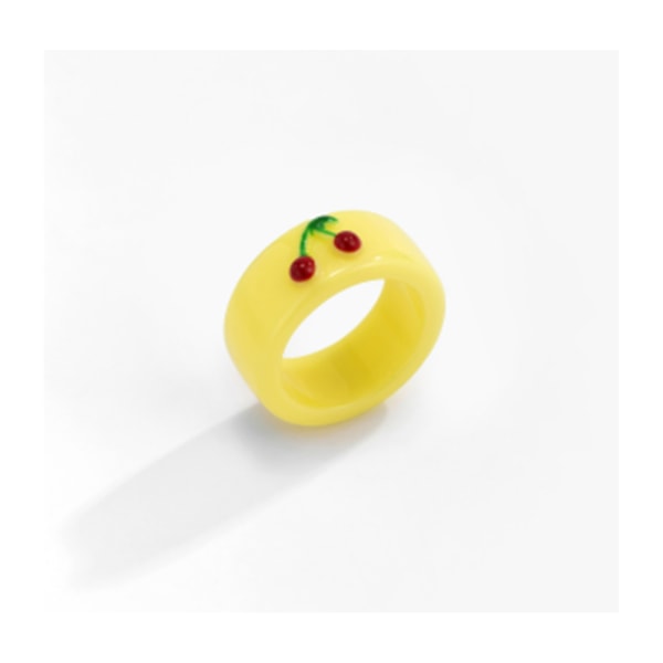 (Gul) Retro Candy Color Kvinner Ring - Cherry Cute Fruit Cartoon Ring - 90s Gave Ring