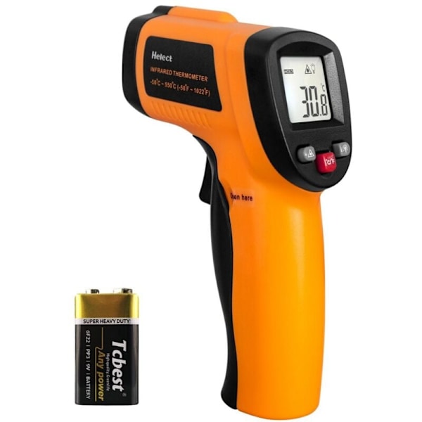 Infraröd termometer, Laser kontakt Infraröd termometer från -50 ° C till 400 ° C, bakgrundsbelyst LCD-skärm (ej för människor)
