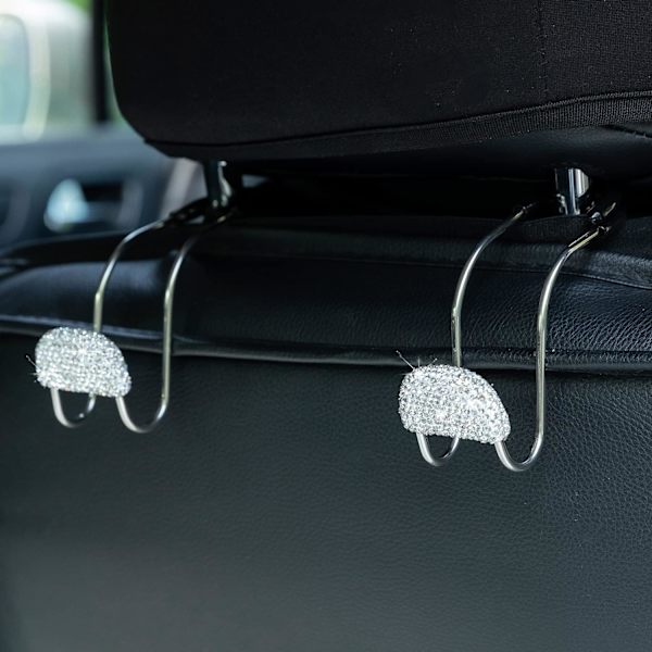 Silver - 2-pack krokar för bilens nackstöd, universella biltillbehör för bilens baksätets nackstöd, metallbilhållare för väskor, handväskor, matvaror,