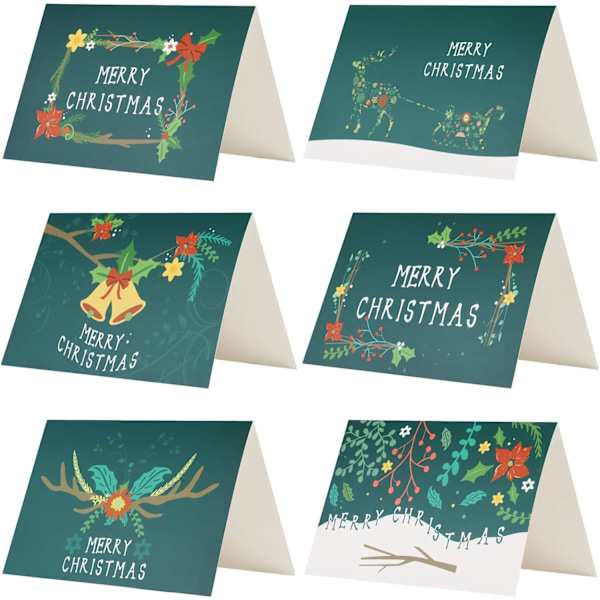 24 stk Julekort eller Hilsener, Håndlagde Hilsener med Blanke Konvolutter, Blanke Konvolutter og Klistremerker, God Jul Kort, Design Chris