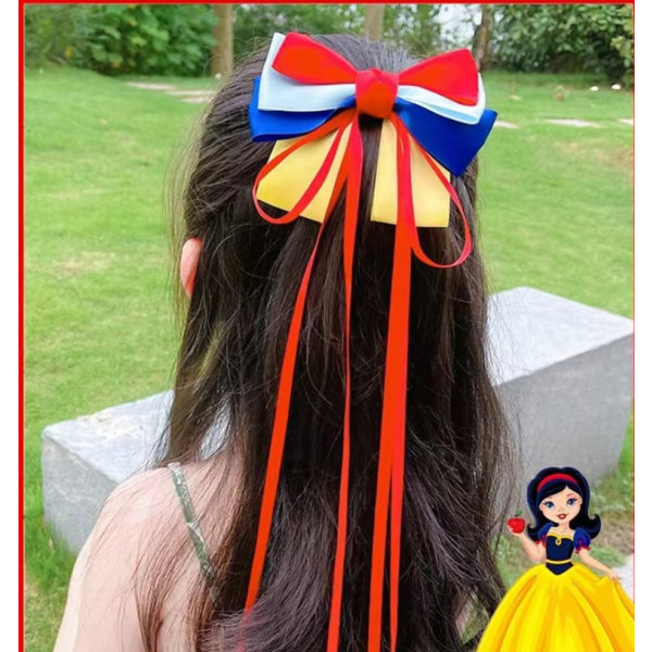 Girls fringe ribbon bow hair card headdress back of head super fairy hanbok hair card snow white summer head flower(princess version)