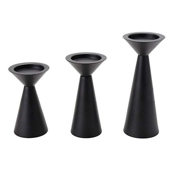 Svart Ljusstake Set Om 3