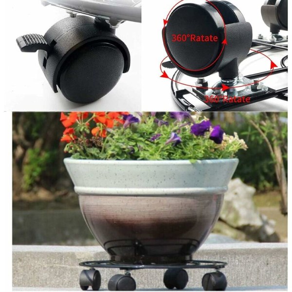 Växtpall Caddy, Mobil Dolly Växtställ Krukfat med Hjul, Hjulblomkrukahållare/Bär 60KG