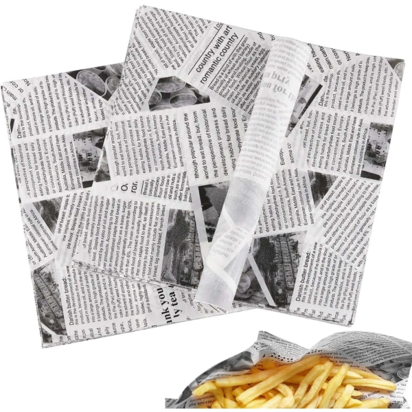 100 STK Hvitt matinnpakningspapir pommes frites innpakningspapir 22*22 cm Matinnpakningspapir, matdagbokpapir fettsikkert papir for campingburgere Piz