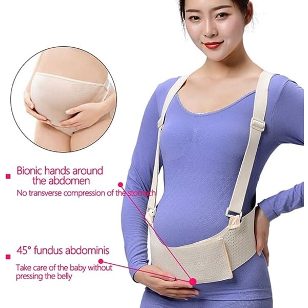 Maternity Elasticitet Andningsbar Bälte Straddle Axelrem Graviditetsstöd Band Bukstöd Skyddande Bälte（L）
