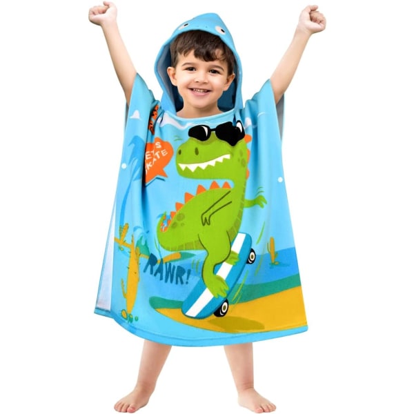 Barnebad Poncho Dinosaur Badehåndkle Strandhåndkle Jentebadekar