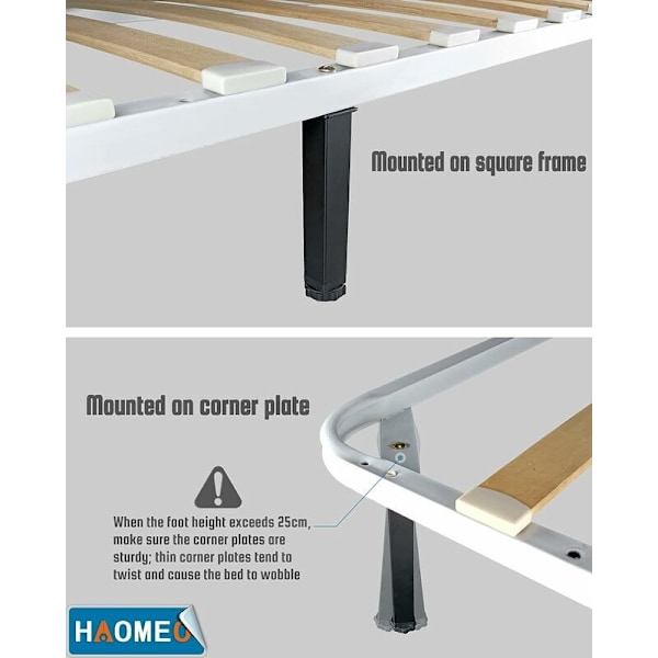 Fødder til lamelbund, universal højde: 35cm (+2cm) Justerbar, 15-35cm i 3x3cm til rammer med bolt M8 × 60mm （4 stk）