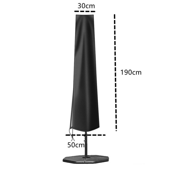 Parasolskydd, robust 210D Oxford-tyg, vattentät, anti-UV-skyddande överdrag för cantilever-parasol med luftventiler (190x30x50cm) - Svart
