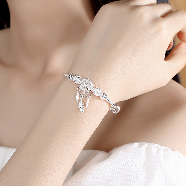 Säädettävä 925 Sterling Hopea Unelmien Saalistaja Tupsu Helmi Charm Rannekoru ja Rannekkeet