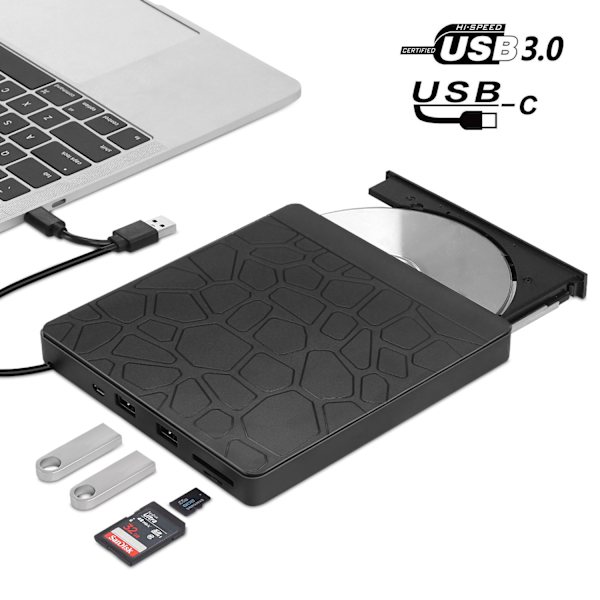 Ulkoinen USB 3.0 CD/DVD-asema USB 2.0/Type-c
