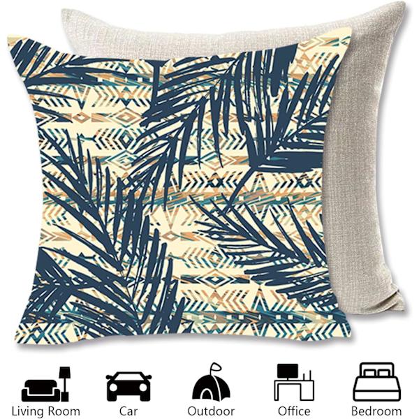 Kuddfodral 45 x 45 cm, set med 4 örngott i bomull och linne, kuddfodral för soffa, säng, utomhus, trädgård c