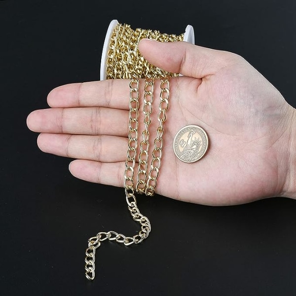 Håndlaget halskjede halvfabrikat (gull), metallkjede DIY j