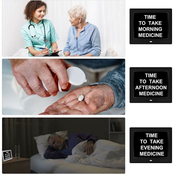 Tums LCD Digital Klocka Kalender med Datum Dag och Tid Icke-Förkortad Klocka Automatisk Dimning 8 Språk HD-Display Påminnelse för Alzheimer Äldre och Ch