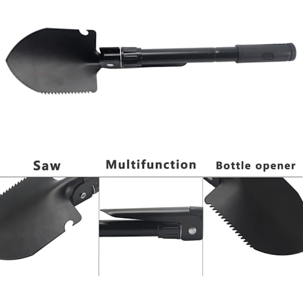 Sammenleggbar spade, multifunksjonell sammenleggbar spade, militær overlevelsesspade for campingplass, fotturer, utendørs, hagearbeid, grøft