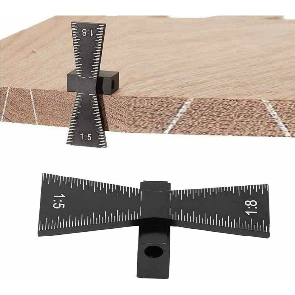 1:5:8 Aluminiumlegering Dovetail Mal, Dovetail Hammer Gauge, Dovetail Markør, Dovetail Mal for Tømmer Sammenføyning Merking Snekring (Svart 65*23*)