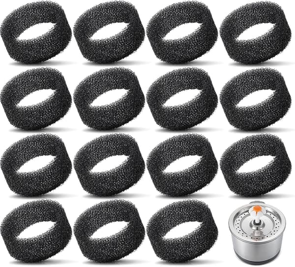 16 stk. kæledyrsfontæne skumfilter sort filter rund svamp skum fontæne udskiftningsfilter til 2,5L/ 84oz rustfrit stål kattefontæne