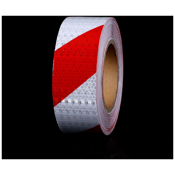 Rød og hvit signaltape Reflekterende stripe Klistremerke Trafikkvarsling Natt med reflekterende bilmerking gulv, 5cm x 25m