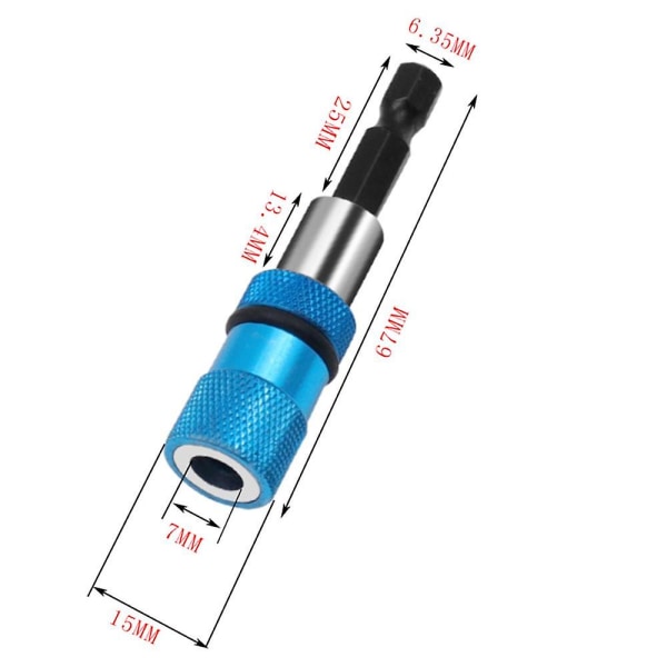 2x Magnetisk Gipsskrue Bit Holder 1/4 Tommers Sekskant Skaft Hurtigutløser Adapter Tilkobling For Forlengelse Konvertering Skrutrekker Sølv