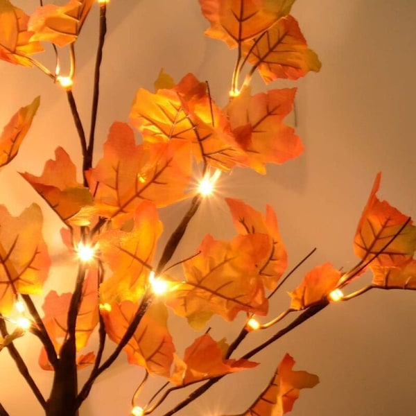 LED Lönnlövslampor - 120cm - 48 LEDs - Höstdekoration - Batteridriven - Varmvit - Höstlövdekoration - Perfekta inomhusljusslingor - Fest