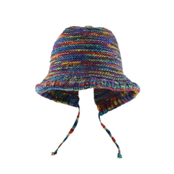 Naisten kuulonsuojahattu sateenkaarenvärinen raidallinen neulottu hattu syksyllä ja talvella one size