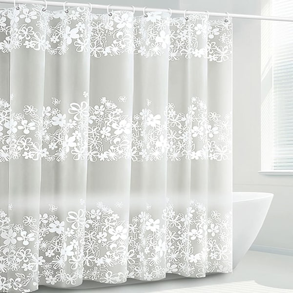 Bruseforhæng 180x180cm, Vandtæt og skimmelresistent PEVA Bruseforhæng, med 12 Forhængsringe