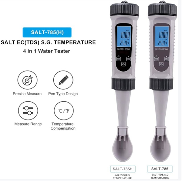 Digital vattenprovare, TDS S.G. Hög precision vattenprovningspenna termometer för dricksvatten, simbassänger, akvarier, hydroponik