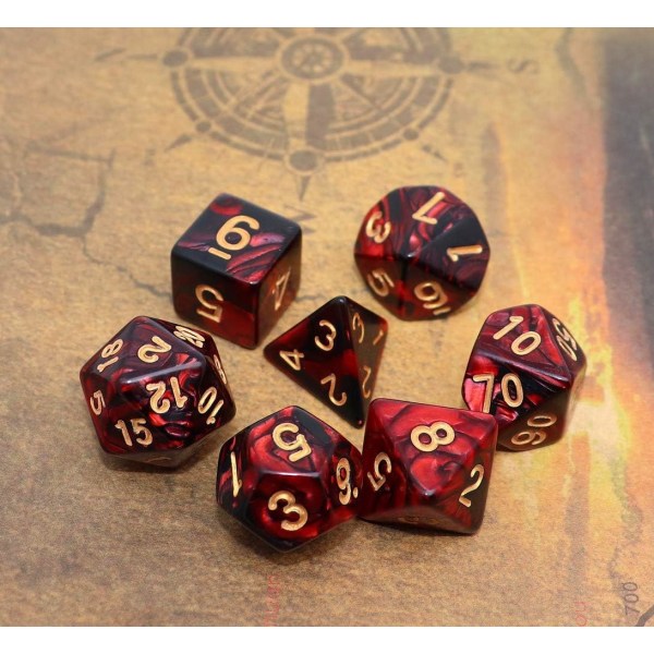 1 multisidet terningesæt glitter terninger til dungeons and dragons rollespil grøn blandet sort nebula terninger