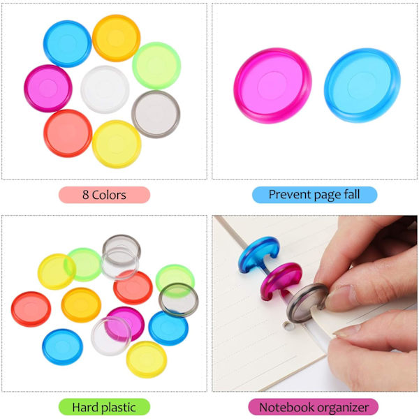 88 stk. Mini Plast Discs Multicolor Binding Ring Discs Udvidelses Discs til Tilføjelse af Ekstra Sider, Noter eller Kunstværker