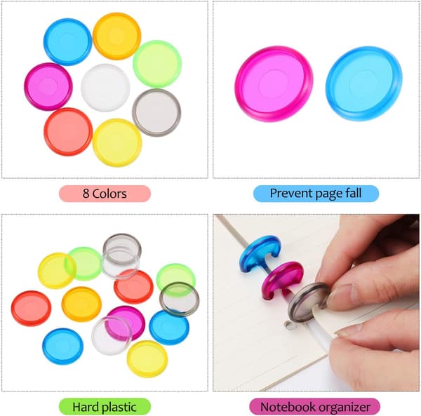 88 stk. Mini Plast Disker Flerfarget Binde Ring Disker Ekspansjons Disker for Å Legge Til Ekstra Sider, Notater eller Kunstverk