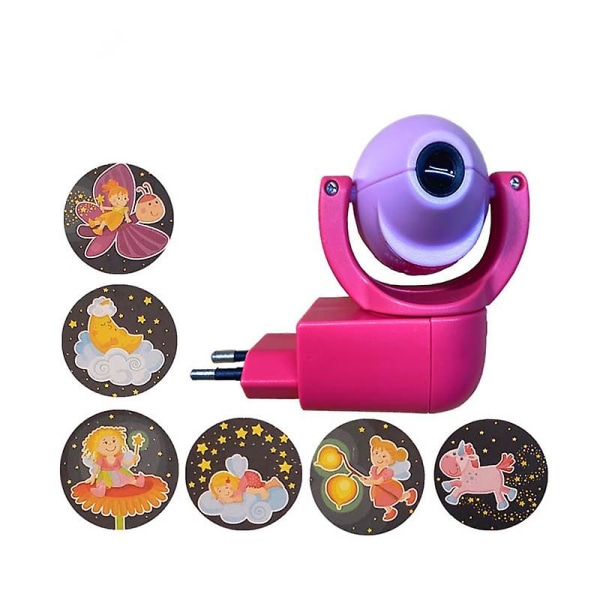 Stjerne Måne Dyreprojektor LED Projektor 6 Billeder Sensor EU Stik Nattelys Til Børn Baby Soveværelse Dekoration Pink