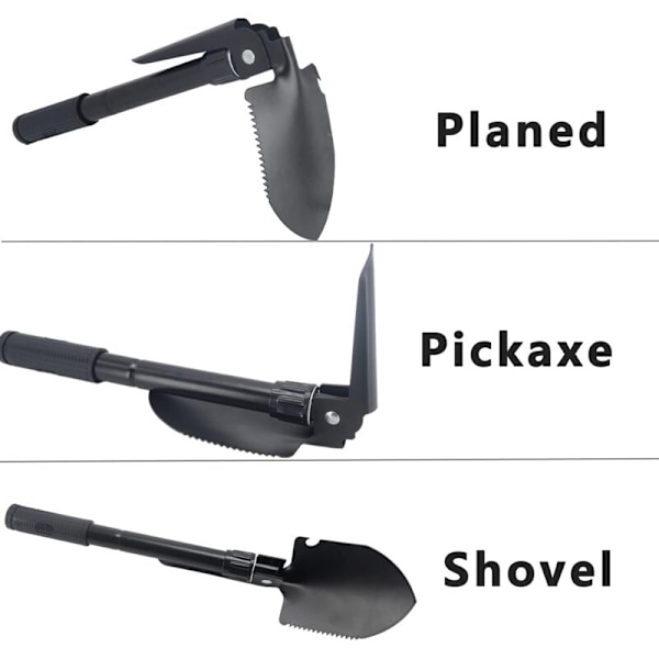 Sammenleggbar spade, multifunksjonell sammenleggbar spade, militær overlevelsesspade for campingplass, fotturer, utendørs, hagearbeid, grøft
