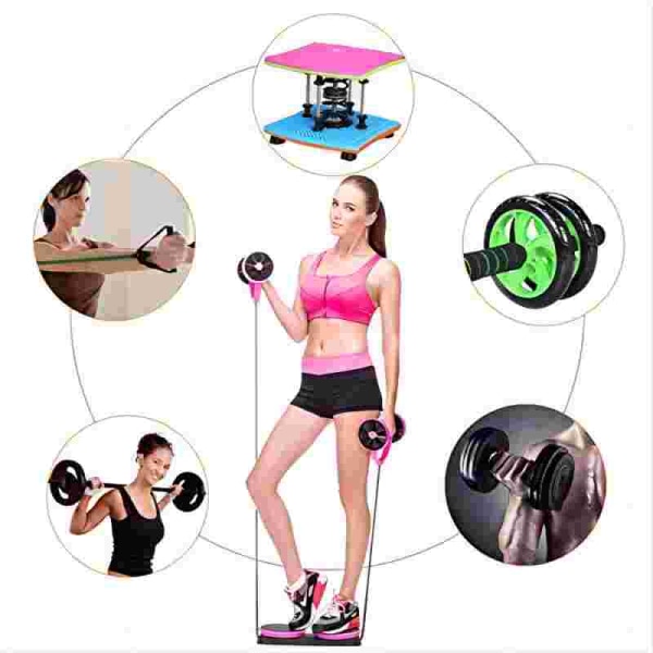 Fitness med hjul - 5 i 1 multi styrkemaskin - Hemgymnastikutrustning för kvinnor