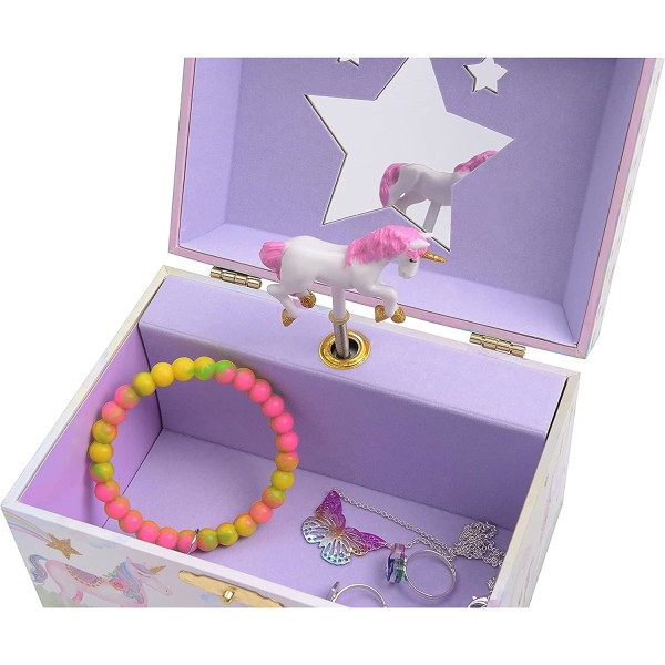 Unicorn Glitter Music Box til piger（14,5*10,5*8,5 cm） - Smykkeopbevaringsmelodi The Beautiful Dreamer