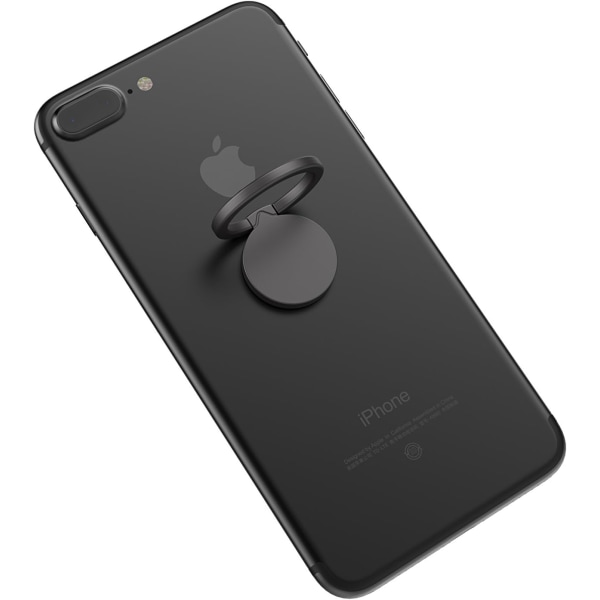 Svart 1 st 360° Rotera Smartphone Bil Finger Ring Finger Gym Hållare Telefon Ring Träningshållare för Apple iPhone iPad 7 8 10 X Samsung Galaxy S8 4