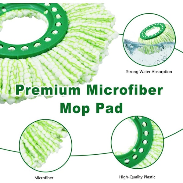 4-pack Ersättningsmopphuvuden för Libman Tornado Spin Mop, Återanvändbart Mikrofiber Ersättningshuvud för Libman Tornado Spin Mop System, Lätt att Byta, Ma
