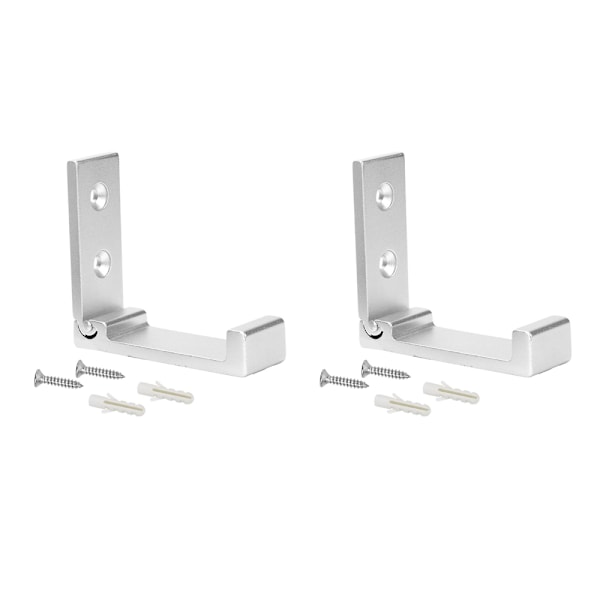 2 stk. bøjle håndklæde kroge tøj håndklæde frakke rack væg dør tøj bøjler aluminium legering foldning kroge（sølv）