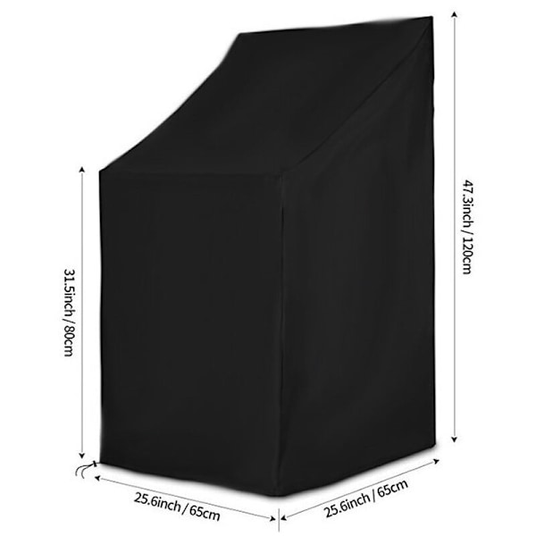 Puutarhatuolin suojus, 65x65x80/120 cm Vedenpitävä puutarhatuolin suojus, 210d oxford anti -UV - musta