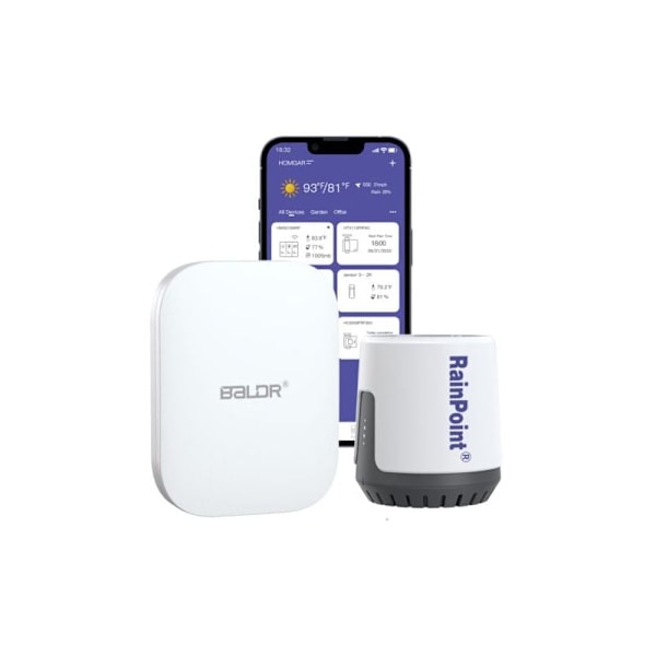 RAINPOINT - Trådlös Wi-Fi Digital Regnmätare för Exakt Regnmätning via Smart Gateway Hub (Inkluderad) - Endast 2,4 GHz Wi-Fi