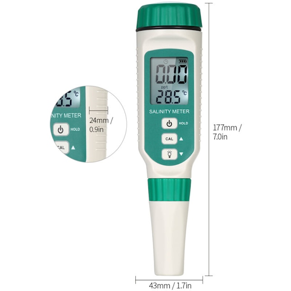 Bärbar salthaltsmätare ATC Bärbar salinometer saltmätare för saltframställning salt salt saltmätare saltad refraktometer för havsvattens salthalt Saltry för livsmedelsmätare med b