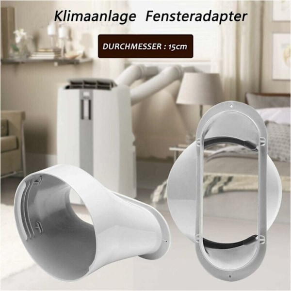 1 stk. 15 cm vinduesadapter til klimaanlægsslange, vinduesadapter, vinduespladerørsforbindelse, vindueslynsæt, røradapter, mobilt klimaanlæg.
