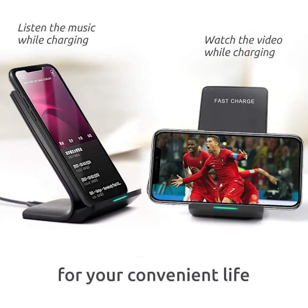 Trådlös laddare, trådlös laddningsstativ för Apple iPhone 13/13 Mini /13 Pro/Xs Max/XR/X/8 Plus, Samsung Galaxy Note 20/20 Ultra/10+