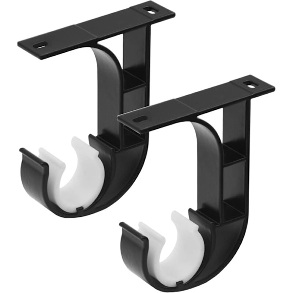Takgardinstangfester, robuste gardinstangfester, svarte takgardinstangkroker, 28 mm stang, takfester for vindusbeslag,