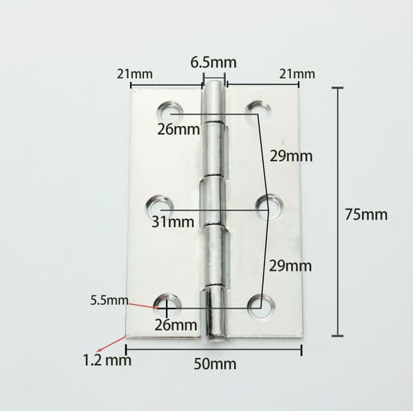 10 stk. rustfrit stål hjemmemøbler hardware dørhængsel lang 75mm x 50mm