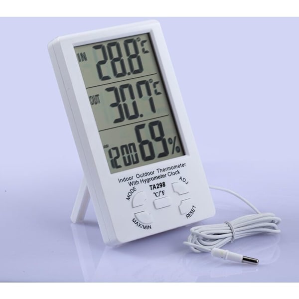 Digital Termometer Hygrometer, LCD Digital Termometer med Sond, Inomhus- och Utomhushygrometer, Temperatur- och Fuktighetsmätare, Sensortestare för Kyl