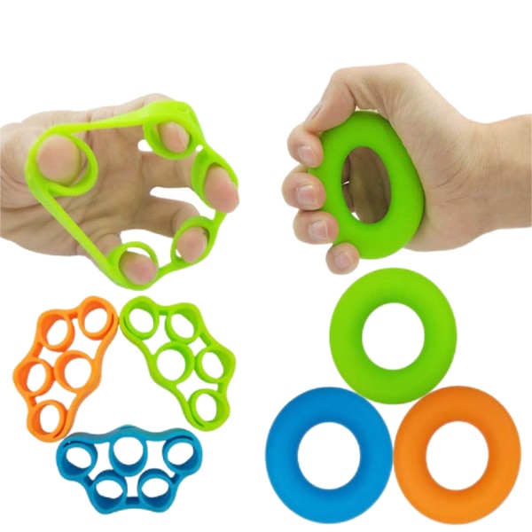 Greppstärkare, Fingertränare, Greppstärkare (6 stycken) Underarmsgreppstärkare, Fingerextender, Smärtlindring i handleden