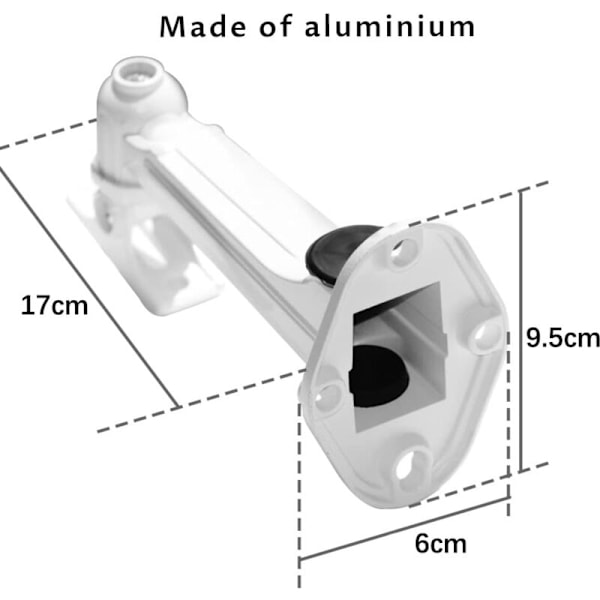 Sett med 2 veggfester for miniprojektor, lastekapasitet 3 kg, lengde: 16 til 20 cm, materiale: aluminium, for videoovervåking, projektor, webkamera, 360