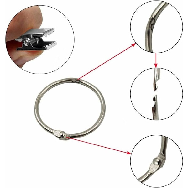 Gardinringar, 20 stycken Ring gardin med tänger, dekorativa metall draperade klämkrokar set inre diameter 40mm silver, rostskydd, lätt att öppna r